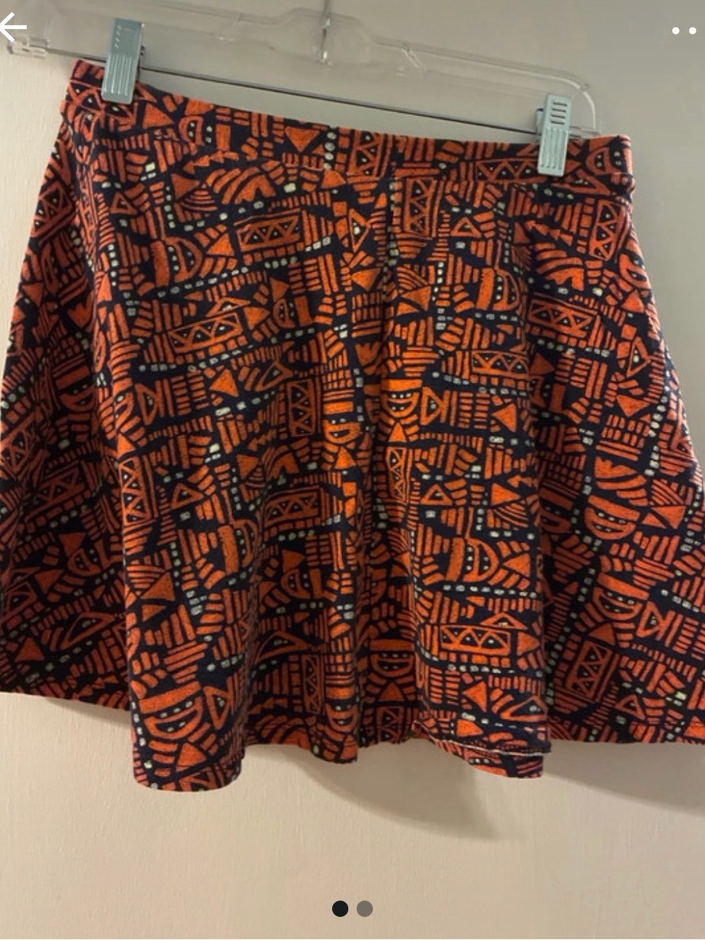 Forever 21 Orange & Black Patterned Circle Skirt